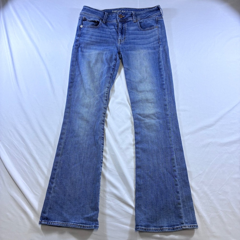 American Eagle Kick Boot Super Stretch Jeans Medium Wash VTG Y2K Size 8 Regular